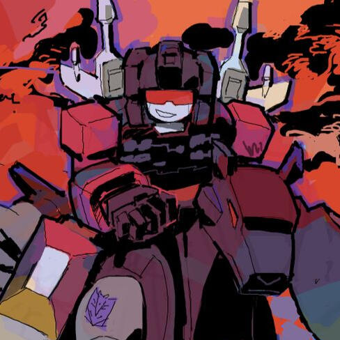 Rumble or Frenzy riding on Ravage's back.